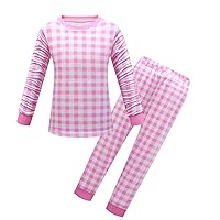 iiniim Kids Girls 2 Piece Outfits Plaid Long Sleeve Shirt Pants Jogging Sets Casual Clothes Activewear
