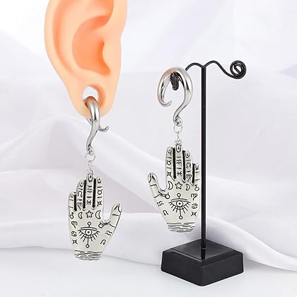 Earblity 2 PCS Dangle Hook Ear Plugs Gauges Hypoallergenic 316 Stainless Steel Ear Hanger Weights for Stretched Ears Comfy Ear Gauges Tunnels Body Piercing Jewelry Women Men 4mm-10mm (6g-00g)
