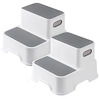 Toddler Step Stool for Bathroom Sink - 2 Step Stools for Kids, Non-Slip Double up Baby Child Toddler Stepping Stool for Potty Training, Kitchen, Bedroom, Toilet Step Stool for Kids (2 Pack, Gray)