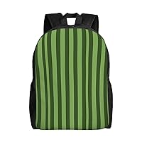 Laptop Backpack 16.1 Inch with Compartment Classic Green Striped Laptop Bag Lightweight Casual Daypack for Travel
