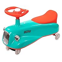 Nuby Twist N Ride Classic Ride on Cars - Riding Toys with Realistic Working Front & Back Lights - Fun Light Up Car Scooter with Music - Toys for 3 Years and Up - Aqua & Red Toy Scooter Car, Large