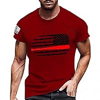 Tank Tops Men USA Flag, Men's Polo Shirts Short Sleeve Casual T Shirt Color Block Slim Fit Golf Shirts with Pocket