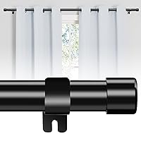 Curtain Rods for Windows 30 to 94 Inch, 1 Inch Black Curtain Rod Set, Stainless Steel Heavy Duty Drapery Rods with Adjustable Brackets for Room Divider, Bedroom, Living room, Kitchen, Bathroom, Black
