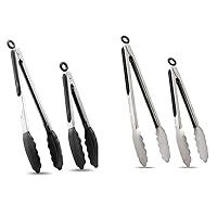 Hotec Kitchen Tongs for Cooking with Locking, Set of 4