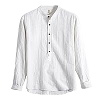 Icegrey Men Fashion Linen Shirts Summer Long Sleeved Solid Color Outer Shirt