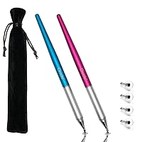 Disc Stylus 2 Pack Precise Disc Styli with 4 Replacement Disc Tips for Capacitive Touch Screen Tablets, Phones, Samsung Galaxy Note/Tab and More (Blue+Rose)