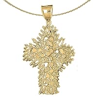 14K Yellow Gold Nugget Cross Pendant with 18