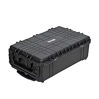 MEIJIA Portable Rolling Waterproof Protective Hard Case,Compact Camera Case With Wheels And Retractable Pull Handle,Customizable Fit Foam Inserted, Elegant Black,31.65inch x 19.37inch x 11.02inch