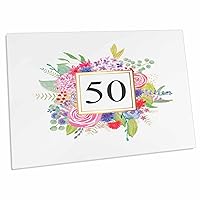 3dRose Floral Number 50 Celebrating 50 Years Old 50th Birthday... - Desk Pad Place Mats (dpd-317240-1)