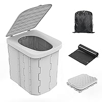 Portable Camping Toilet for Adults - Hapoon XL Portable Folding Toilet with Lid,Travel Portable Potty for Adults,Porta Potty Car Toilet,Grey