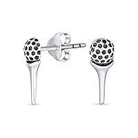 Sport Player Balls Clubs Golf Earrings for Women Dangle Lever Back Studs Oxidized .925 Sterling Silver Golf Jewelry Gifts Female Golfers