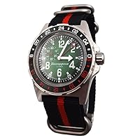 Vostok Original Mens Watch Komandirskie 95057B GMT Mechanical Self-Winding Luminous Hands and Indexes Water Proof 200m