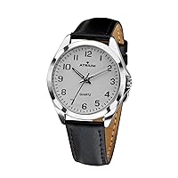 Atrium A11-10 Women's Watch Classic Very Clear Silver Analogue Quartz with Leather Strap Black, silver, Strap.