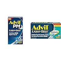 Advil PM 80 Liquid Filled Capsules Pain Reliever and Sleep Aid Liqui-Gels Minis 160 Fever Reducer Capsules