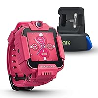 TickTalk 4 Kids Smartwatch with Power Base Bundle (Pink Watch on T-Mobile's Network)