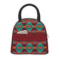 Southwest Southwestern Navajo Abstract Aztec Lunch Box Reusable Insulated Waterproof Lunch Bag Cooler Tote Box With Pocket Zipper Closure For Women Men Work/Travel/Picnic