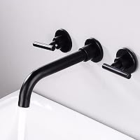 Faucets,Wall Mounted Basin Taps 360° Rotatable Sink Mixer Water Tap Bathtub Mixer Tap Faucet Wall Mounted Bath Taps with 20Cm Spout Bathroom Taps/Black/Word Handle