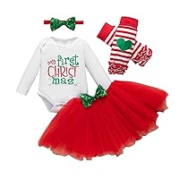 Girls Baby Items Infant Baby Girl Clothes Set Christmas Xmas Letter Printed Long-Sleeved Romper (White, 12-18 Months)