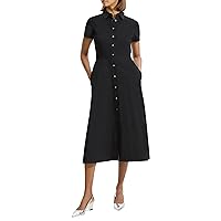 Theory Women's Short Sleeve Midi Buttondown Dress
