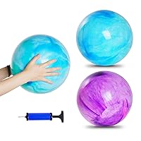 2pcs 15 inches Marbleized Bouncy Balls Bouncing Balls with Pump for Pet Outdoor School Water