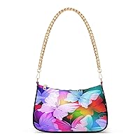 Floral Butterflies Shoulder Bag for Women Shoulder Handbags with Zipper Closure Small Clutch Purses Crossbody Bags for Women