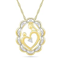 DGOLD 10kt Gold round Diamond Mother and Child Heart Pendant (0.05 Cttw)