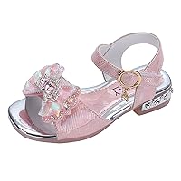 Girls' Dress Sandals Low Heel Princess Shoes Sequins Bow Mary Jane Pump Sandals Kids School Student Dance Party Shoes