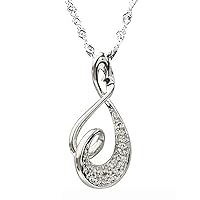 925 Silver White Diamond Pendant Necklace, 18''(G-H, SI1-SI2)