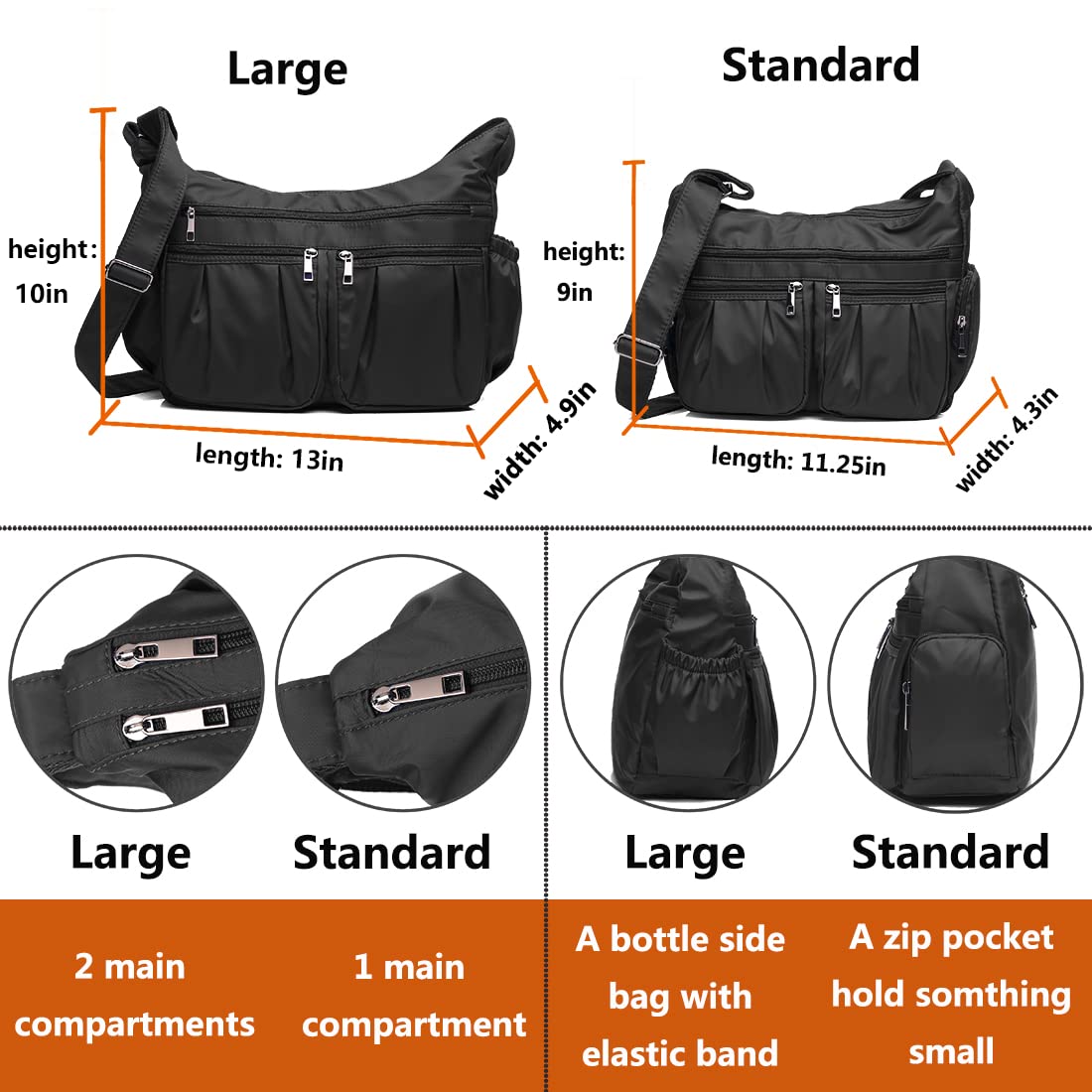 VOLGANIK ROCK Crossbody Purses for Women Shoulder Handbags Lightweight Waterproof Nylon Travel Bag Ladies Pocketbooks
