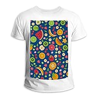 Colorful Fruit Pattern Tee Shirts Summer Cotton Round Neck Tees Tops