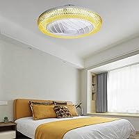 Bedroom Ceiling Fan with Light and Remote Control Silent 3 Speeds Dimmable Led Fan Ceiling Light with Timer 80W Modern Living Roomt Ceiling Fan Light/Yellow