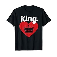 King Red Heart Crown Silhouette Couples Man Woman Love T-Shirt