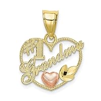 10k Gold Number 1 Grandma In Love Heart Pendant Necklace Frame With Pink Heart Measures 20x18.1mm Wide Jewelry for Women