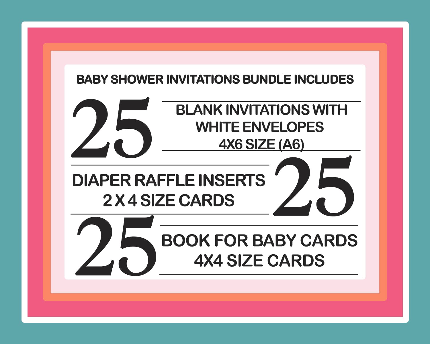 Twinkle Little Star Baby Shower Invitation Bundle (25 Guests) Pack Includes Blank Invites with Envelopes for Girls, Diaper Raffle Insert and Bring a Book Cards Set – Pink and Gold Theme Celestial