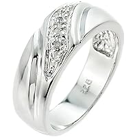 .925 Sterling Silver 5 Diamond Accented Men's Wedding Band (J-K Color, I1-I2 Clarity)