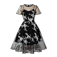 Women's Vintage 1950s Cocktail Party Polka Dots Prom Audrey Tea Dress Retro Swing Hepburn Party Gown