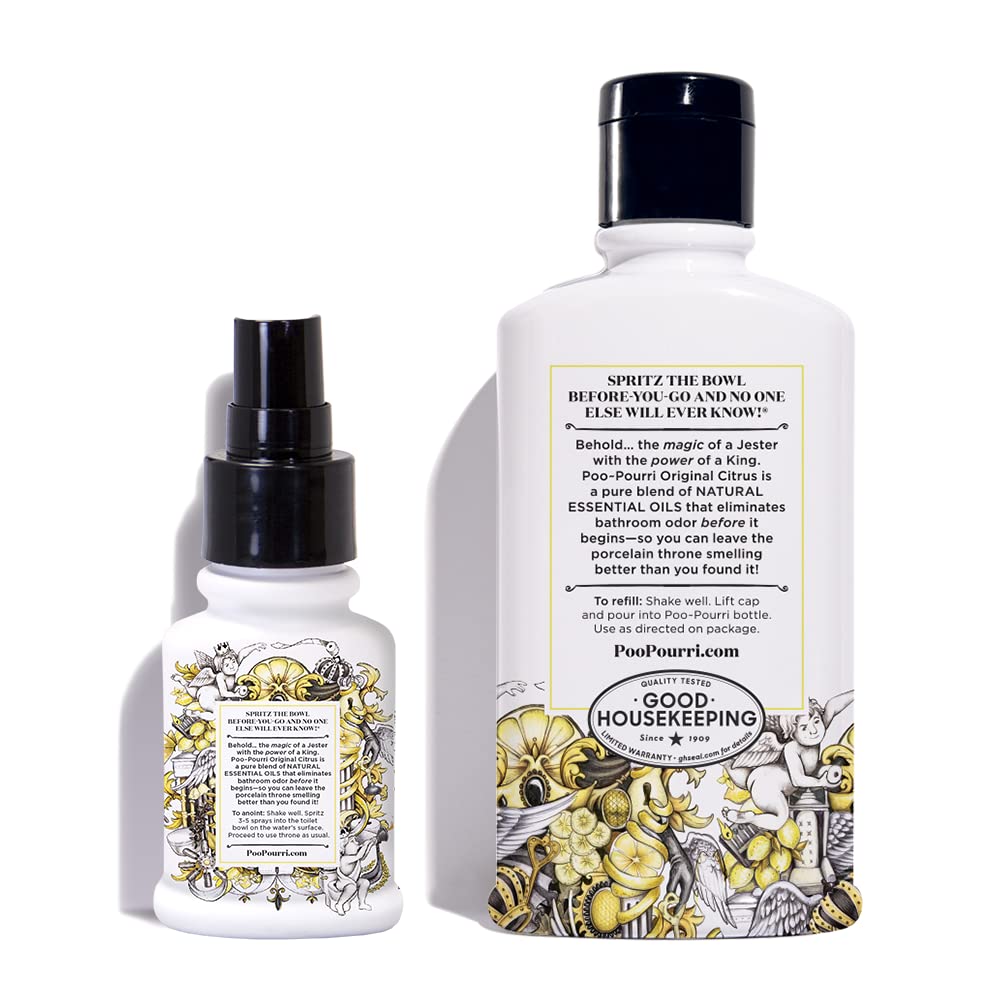 Poo-Pourri Original Citrus 9-Ounce Refill Bottle and 1.4-Ounce Refillable Bottle Original Citrus