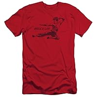 Bruce Lee Slim Fit T-Shirt Line Kick Red Tee