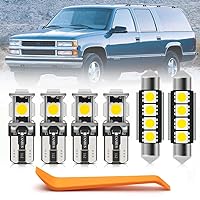 14pcs White LED Interior Lights Bulb for Chevy Suburban 1992 1993 1994 1995 1996 1997 1998 1999 Map Dome Door Trunk License Plate Lights Super Bright Interior Light Bulbs + Install Tool