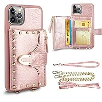 ZVE Wallet Case Compatible with iPhone 13 Pro Max, RFID Card Holder Case with Crossbody Strap Leather Handbag Case for Women Protective Case Compatible with iPhone 13 Pro Max 6.7