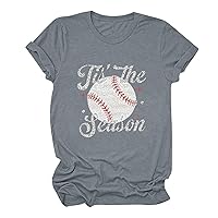Baseball Shirts for Women Tis The Season Graphic Shirt Baseball Mom T-Shirt Game Day Short Sleeve Tee Tops