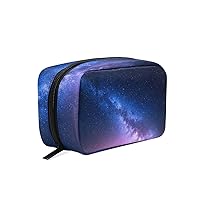 Milky Way Starry Sky And Pink Light At Mountains Printing Cosmetic Bag with Zipper Multifunction Toiletry Pouch Storage Bag for Women