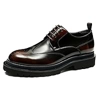 Men's Fashion Genuine Leather Classic Brogues Derby Dress Formal Shoes Thick Sole Oxford Shoes