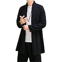 Chinese Clothing Linen Long-Sleeved Cardigan Cape Men's Coat Long Shirt Oriental Clothing Kung Fu Suit Jacket Top