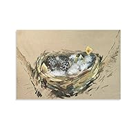 AOMACA Posters Wall Art Bedroom Nesting Birds in Nests Bird Poster Watercolor Canvas Pictures Modern Home Artwork for Bedroom Living Room Wall Decor 08x12inch(20x30cm) Unframe-Style