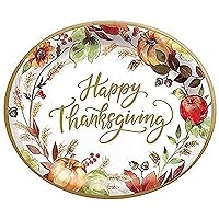 Oval Multicolor Grateful Day Paper Plates - 12
