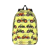 Green Fields Farming Machine Print Canvas Laptop Backpack Outdoor Casual Travel Bag Daypack Book Bag For Men Women
