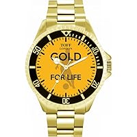 Football Fans Gold for Life Yellow Black Ladies Watch