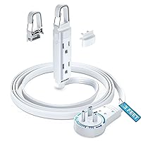 Maximm 360° Rotating Flat Plug Extension Cord with a Removable Hook, White Extension Cord 3 ft (16 Gauge) UL Certified