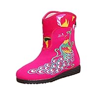 New Girls The Phoenix Embroidery Ankle Boots Shoes (Toddler/Kid) Pink